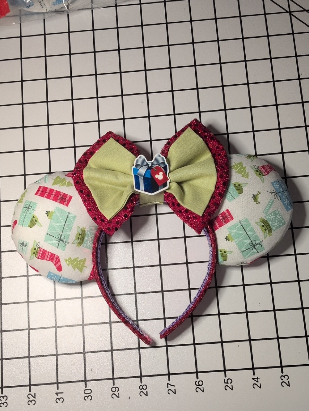 Grogu Holiday Mouse Ear Headband